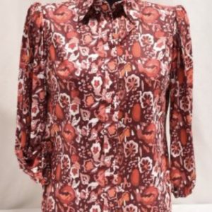 F M Print Blouse Red