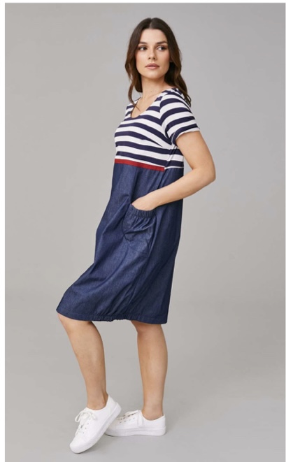 Peruzzi Stripe Denim Dress Navy