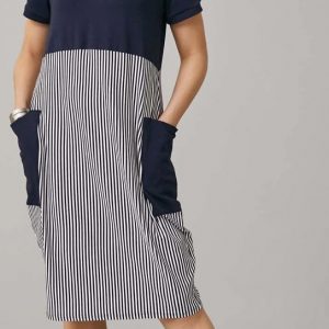 Peruzzi Contrast Pocket Dress Navy