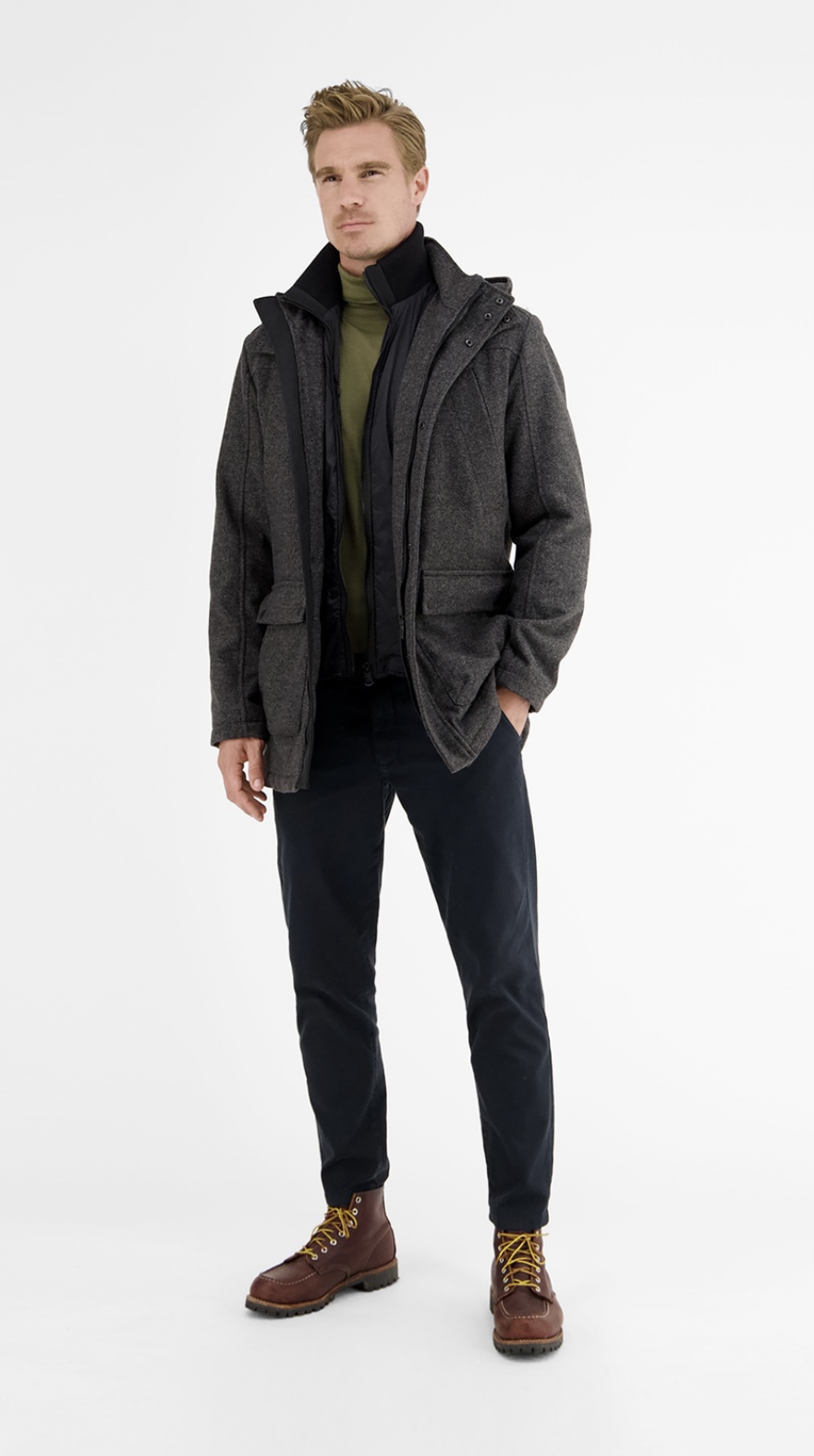 Lerros Hooded Wool Coat Charcoal – Magees Kingscourt