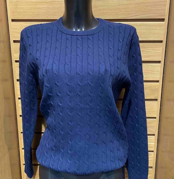 Castle Cable Knit Crew Neck Navy          Cn004/Nvy