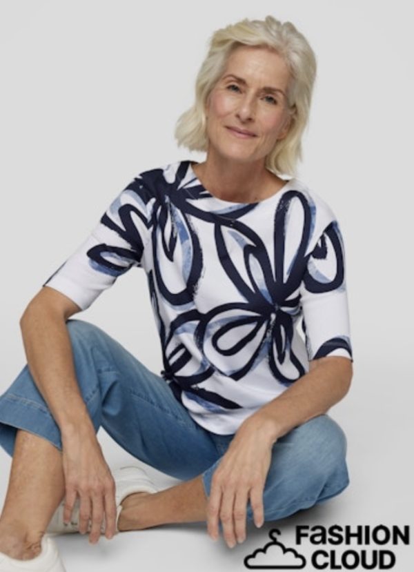 Rabe Cotton Print T-Shirt White.       54-223351 - Image 3