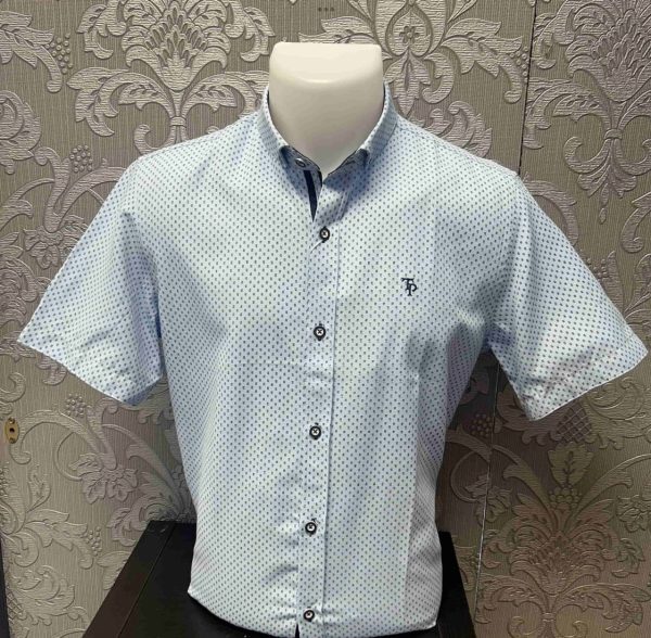 Tom Penn S/S Print Shirt Sky Blue.         Tp897