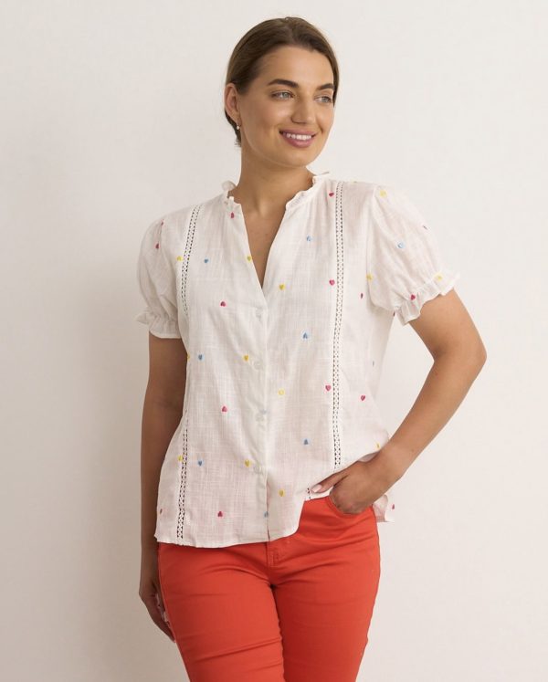 Love Heart S/S Top White.       Ch316