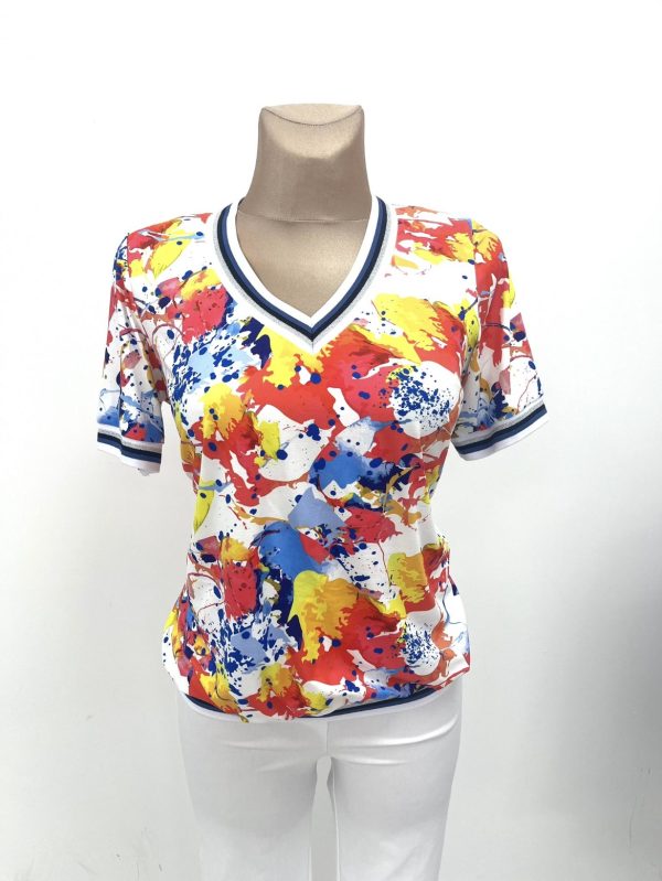 Yew V/N S/S Print Top Yellow.           1-3825