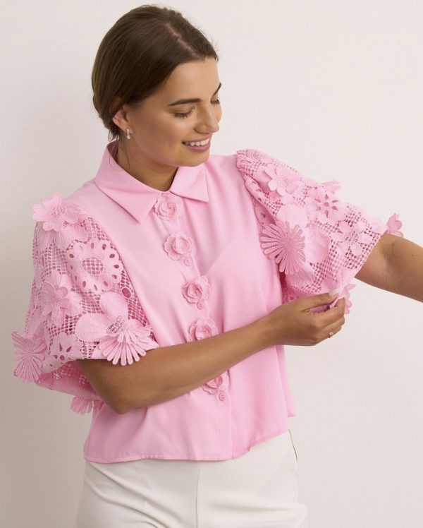 Elli White S/S Top Pink.          24554Yc/Pnk - Image 3