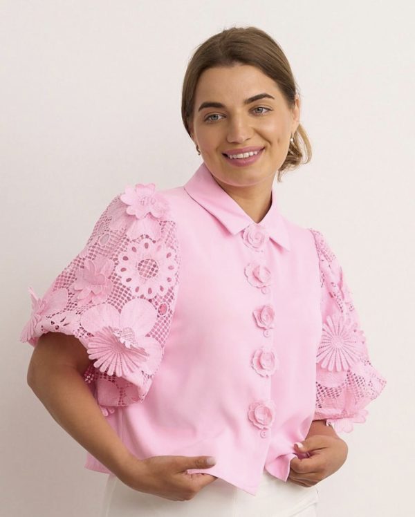 Elli White S/S Top Pink.          24554Yc/Pnk