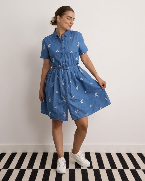 Flower Denim Dress Stonewash.            8597 - Image 2