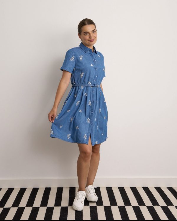 Flower Denim Dress Stonewash.            8597 - Image 3