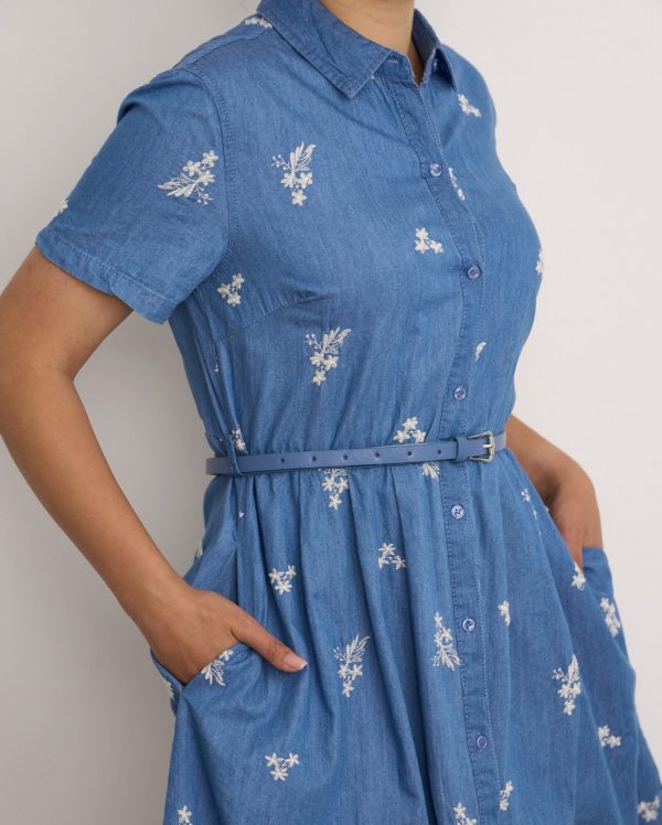 Flower Denim Dress Stonewash.            8597 - Image 4