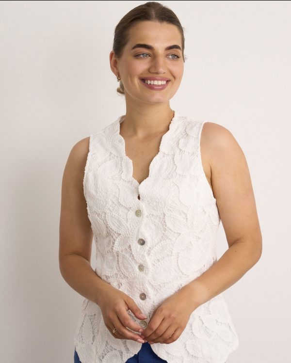 Lace Waistcoat White.             4892/Whi