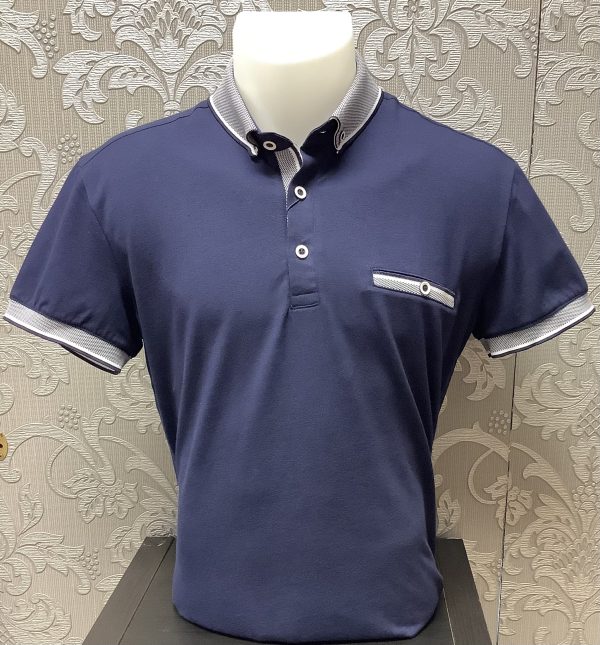 Advise Knitted Collar Polo Navy.     Polo294