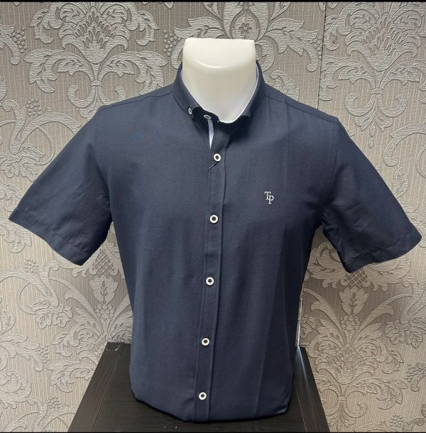 Tom Penn S/S Oxford Shirt Navy.          Tp828/Nvy