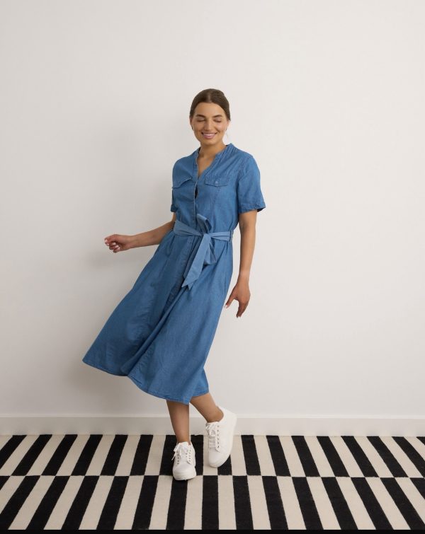 Belted Denim Dress Stonewash.            8488 - Image 5