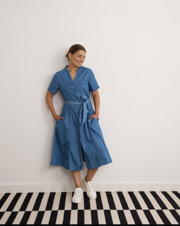Belted Denim Dress Stonewash.            8488 - Image 3