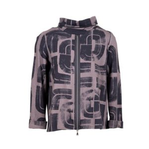 Peruzzi Centre Zip Print Top Brown.       W25118