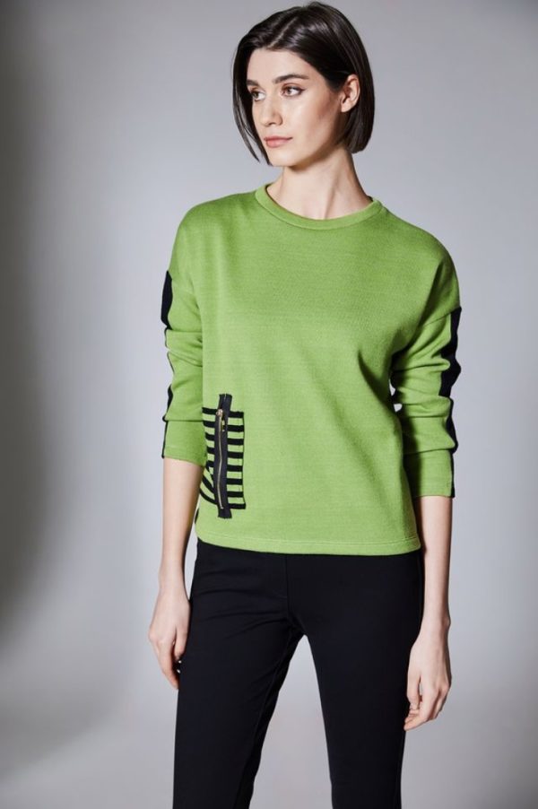 Peruzzi Stripe Pocket Knit Kiwi.      W25183 - Image 2