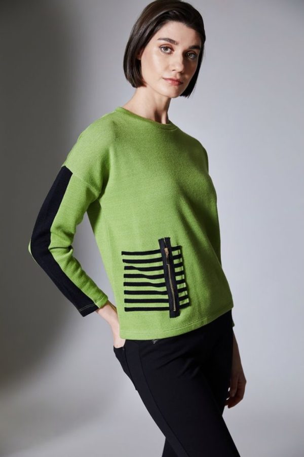 Peruzzi Stripe Pocket Knit Kiwi.      W25183 - Image 3