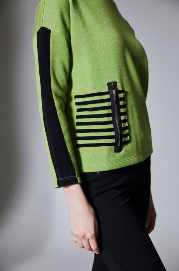Peruzzi Stripe Pocket Knit Kiwi.      W25183 - Image 4