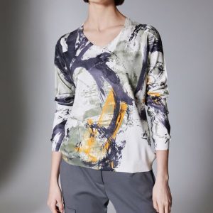 Peruzzi Paint Swirl Knit Khaki.             W25610