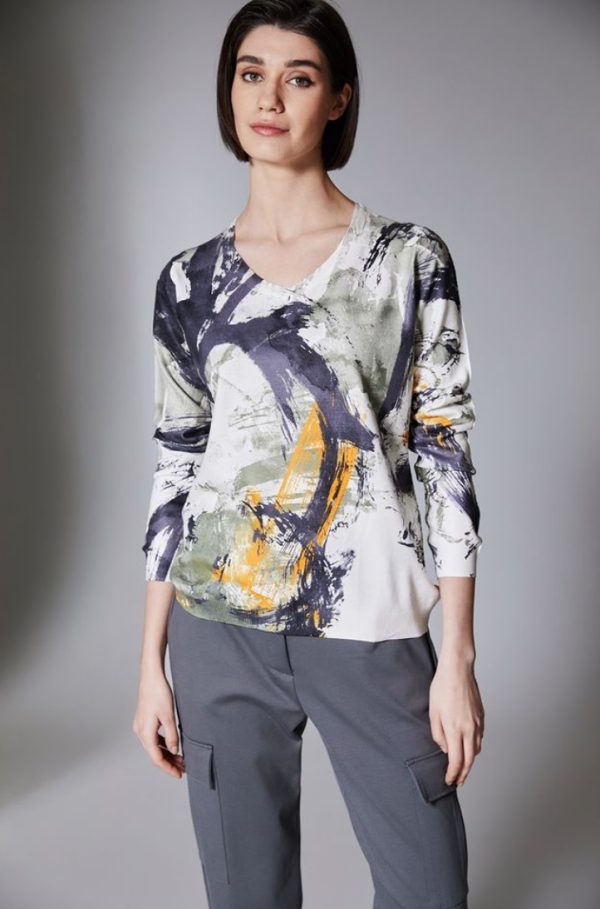 Peruzzi Paint Swirl Knit Khaki.             W25610