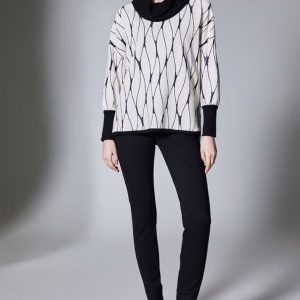 Peruzzi Cowl Jacquard Top Ecru.      W25412