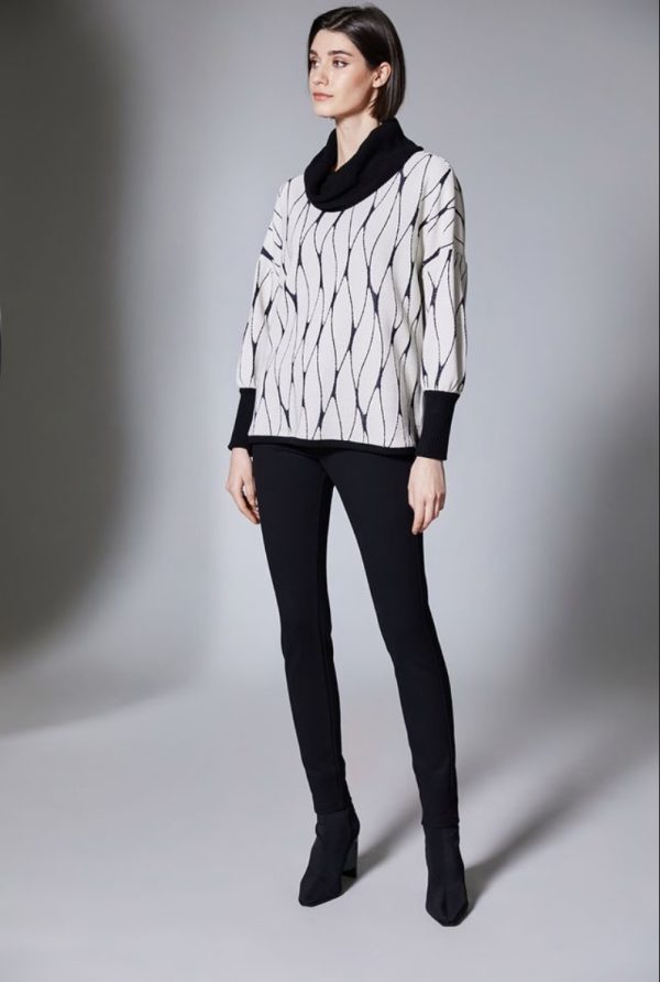 Peruzzi Cowl Jacquard Top Ecru.      W25412 - Image 4
