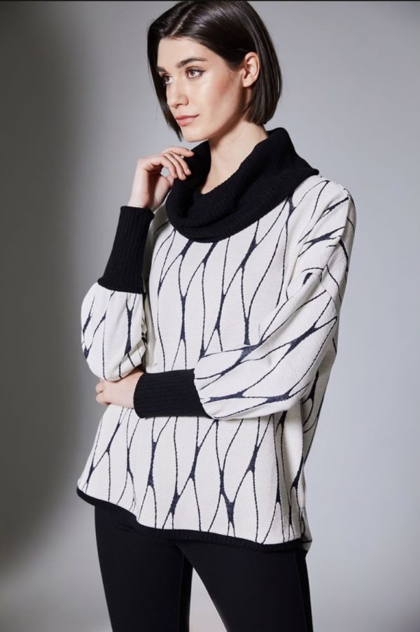 Peruzzi Cowl Jacquard Top Ecru.      W25412 - Image 2