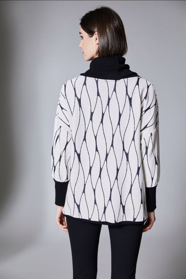 Peruzzi Cowl Jacquard Top Ecru.      W25412 - Image 3