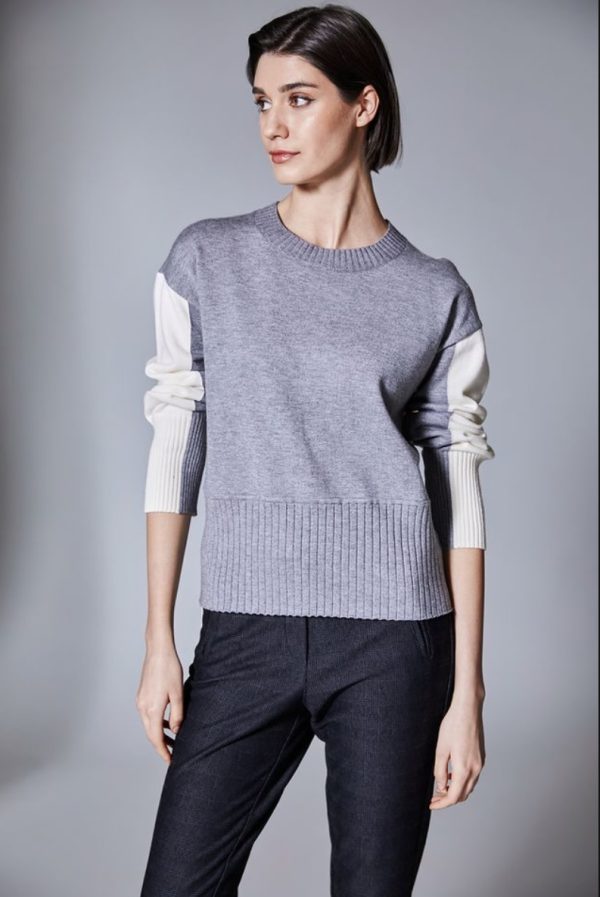 Peruzzi 2 Tone Rib Knit Ecru.       W25198