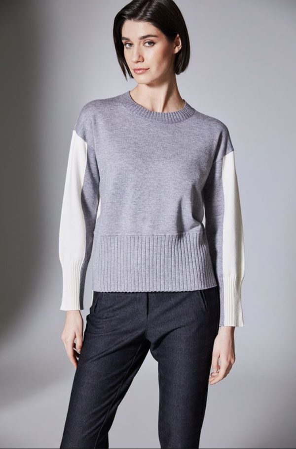 Peruzzi 2 Tone Rib Knit Ecru.       W25198 - Image 2
