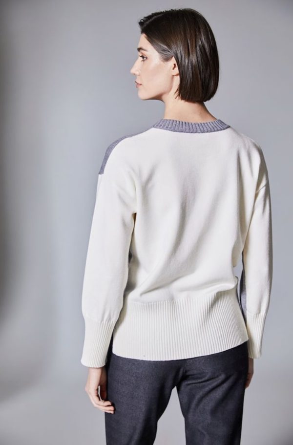 Peruzzi 2 Tone Rib Knit Ecru.       W25198 - Image 3