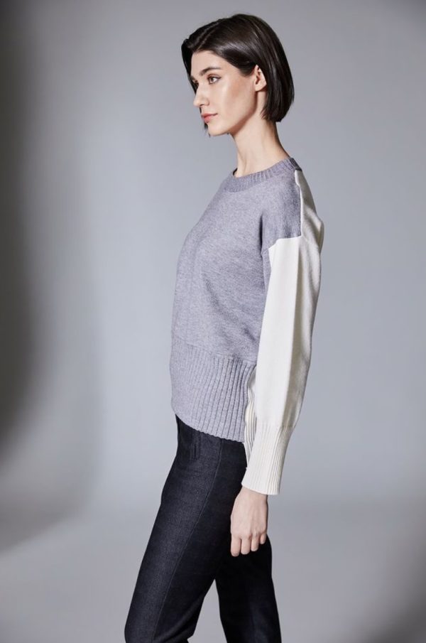 Peruzzi 2 Tone Rib Knit Ecru.       W25198 - Image 4