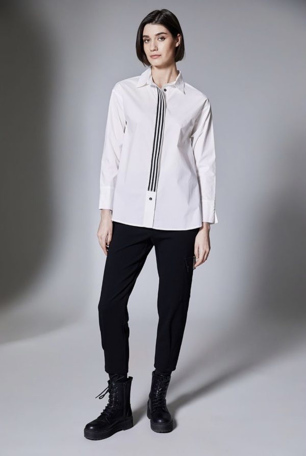 Peruzzi Centre Stripe Shirt White.        W25117