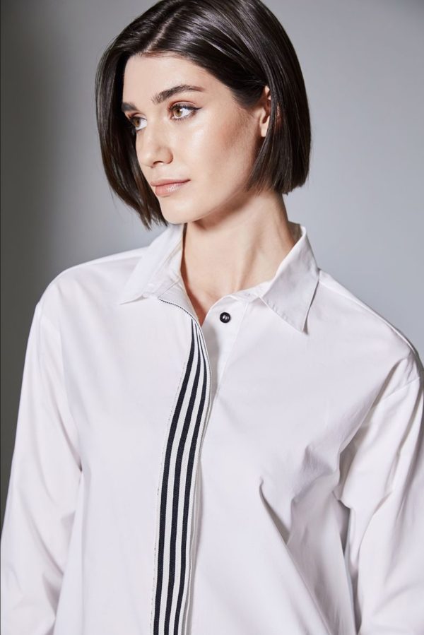Peruzzi Centre Stripe Shirt White.        W25117 - Image 3