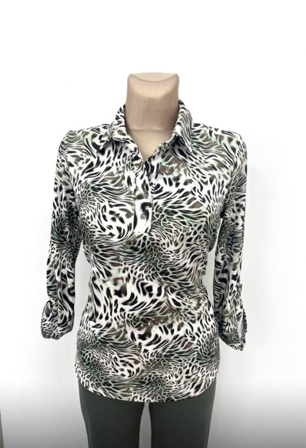 Yew Collar Top Khaki.            3743/Kki