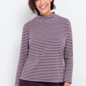 Bianca Greta Stripe Turtle Neck Plum.       66034