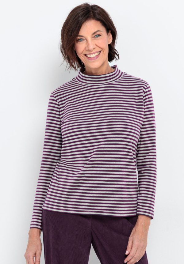 Bianca Greta Stripe Turtle Neck Plum.       66034