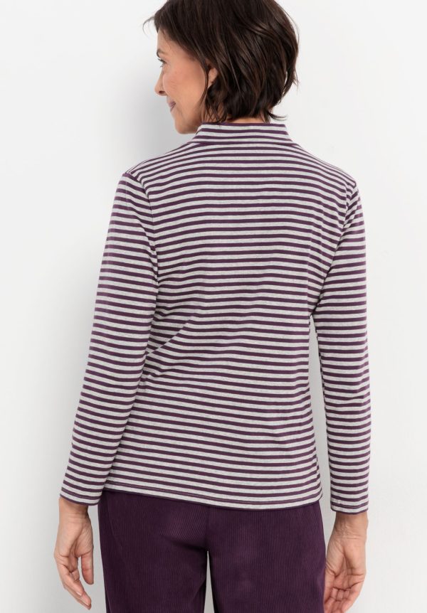 Bianca Greta Stripe Turtle Neck Plum.       66034 - Image 2