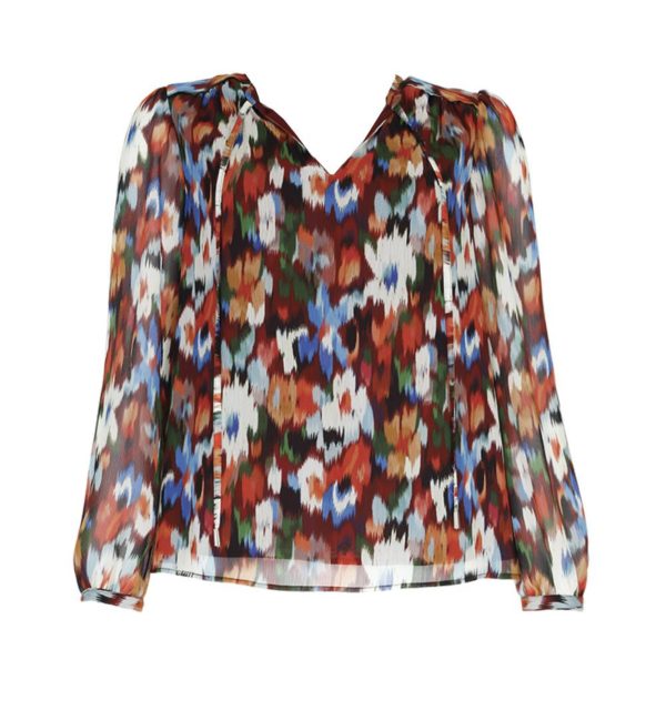 Julie Guerlande Print Top Burgundy.         66Jg2ch100