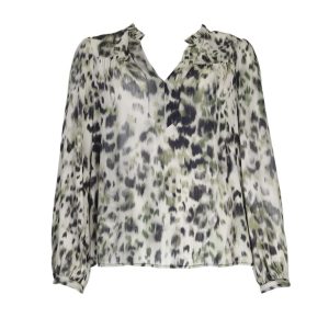 Julie Guerlande Print Top Khaki.               66Jg2ch201