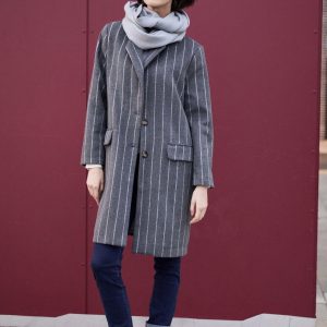 Peruzzi Pinstripe Coat Grey.         W25150