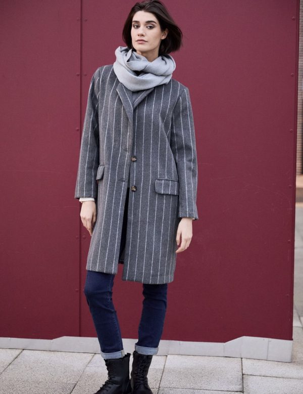 Peruzzi Pinstripe Coat Grey.         W25150