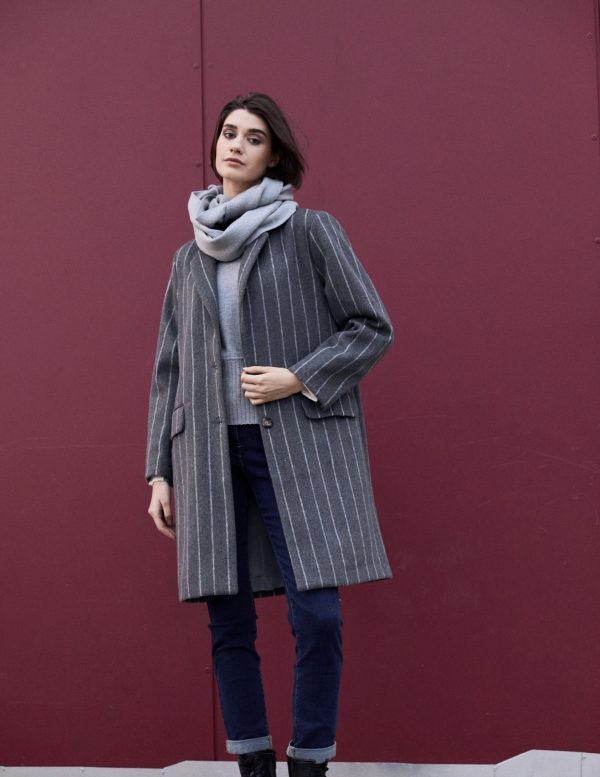 Peruzzi Pinstripe Coat Grey.         W25150 - Image 2