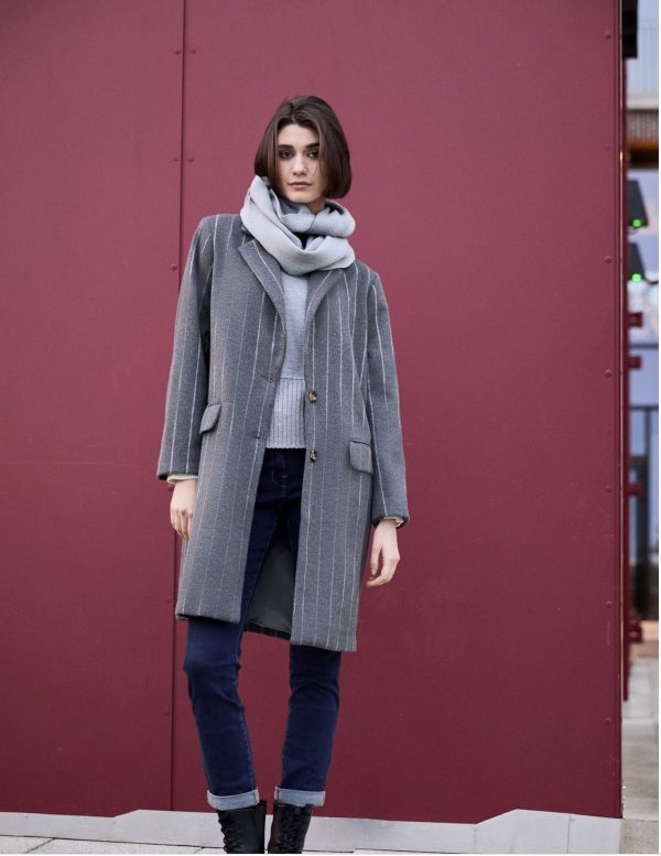 Peruzzi Pinstripe Coat Grey.         W25150 - Image 4