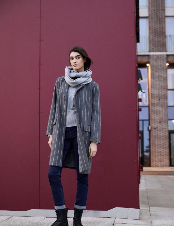 Peruzzi Pinstripe Coat Grey.         W25150 - Image 5