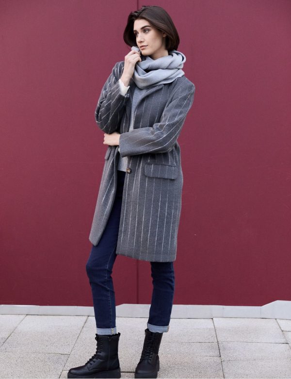 Peruzzi Pinstripe Coat Grey.         W25150 - Image 6