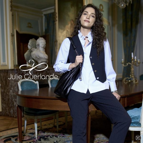 Julie Guerlande Pinstripe Trousers Navy.       66Jg2pv400