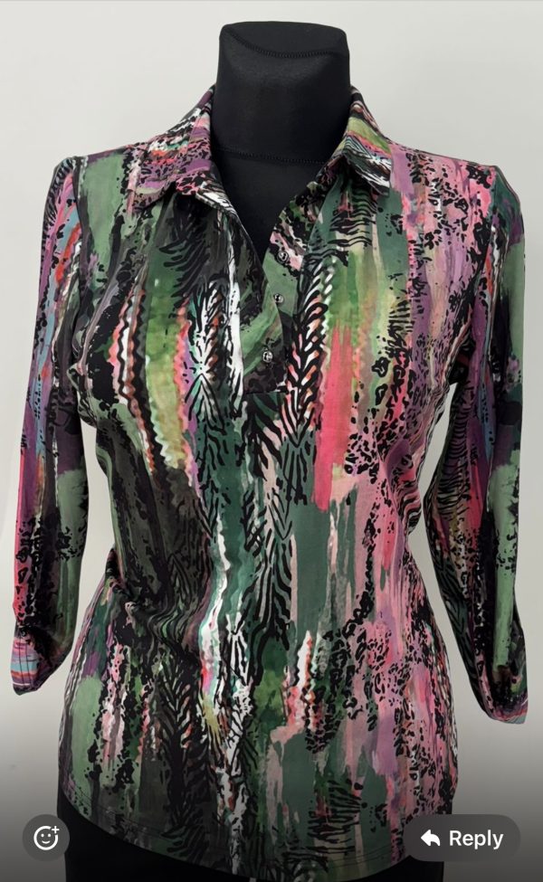 Yew Collar Top Forrest.         3743/For