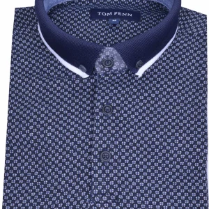 Tom Penn Knitted Polo Navy.        Tpp955